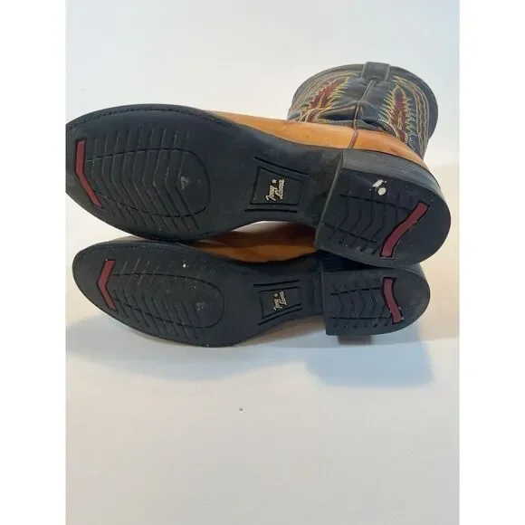 Tony Lama Boots Mens 8.5 B leather Cowboy Western - Picture 3 of 16